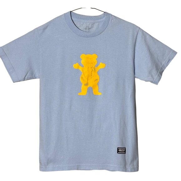 Grizzly Griptape Light Blue T-Shirt With Yellow Bear Design - Picture 2 of 6